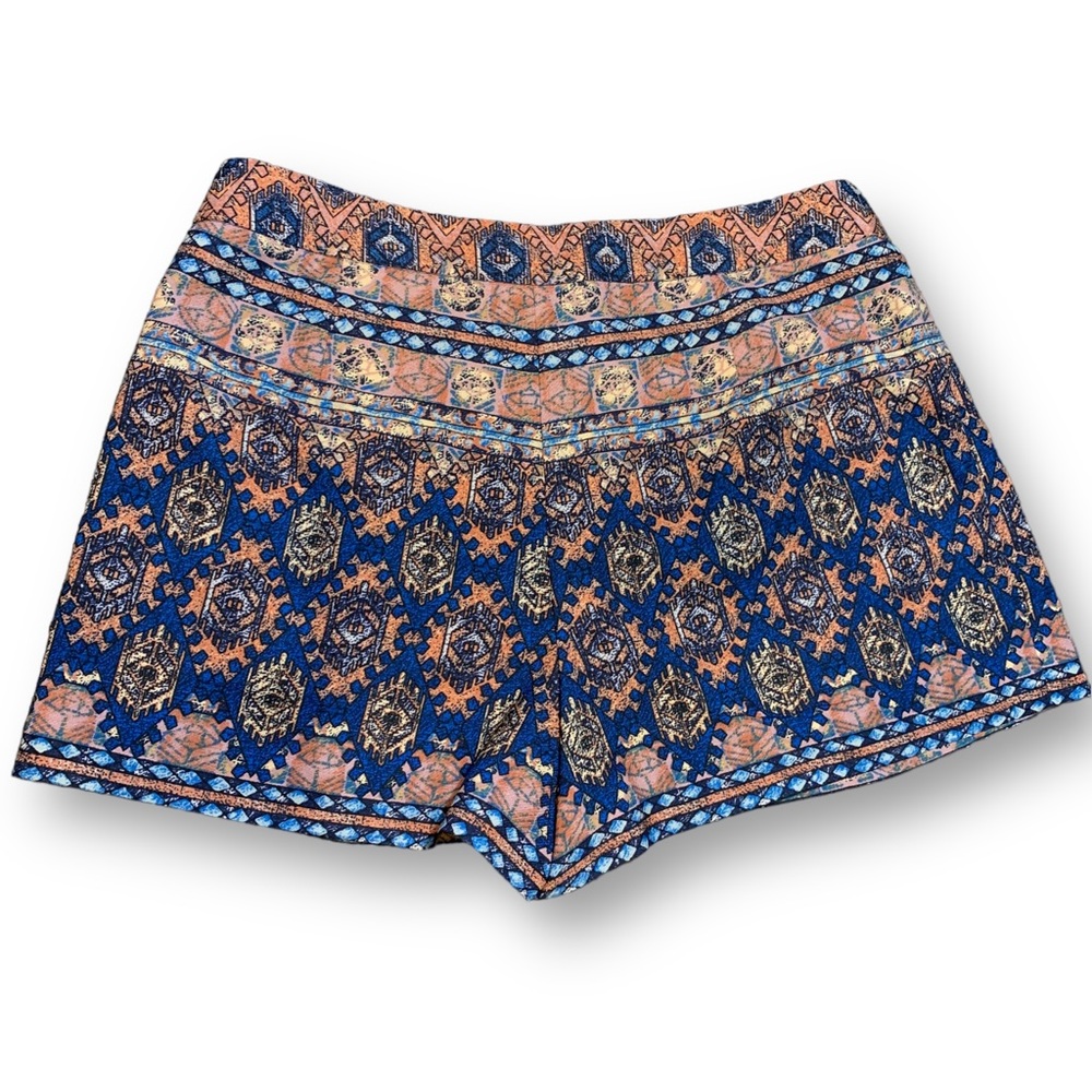 Forever 21 Women's Shorts Size:M Blue Pink Tribal Print - Picture 1 of 14